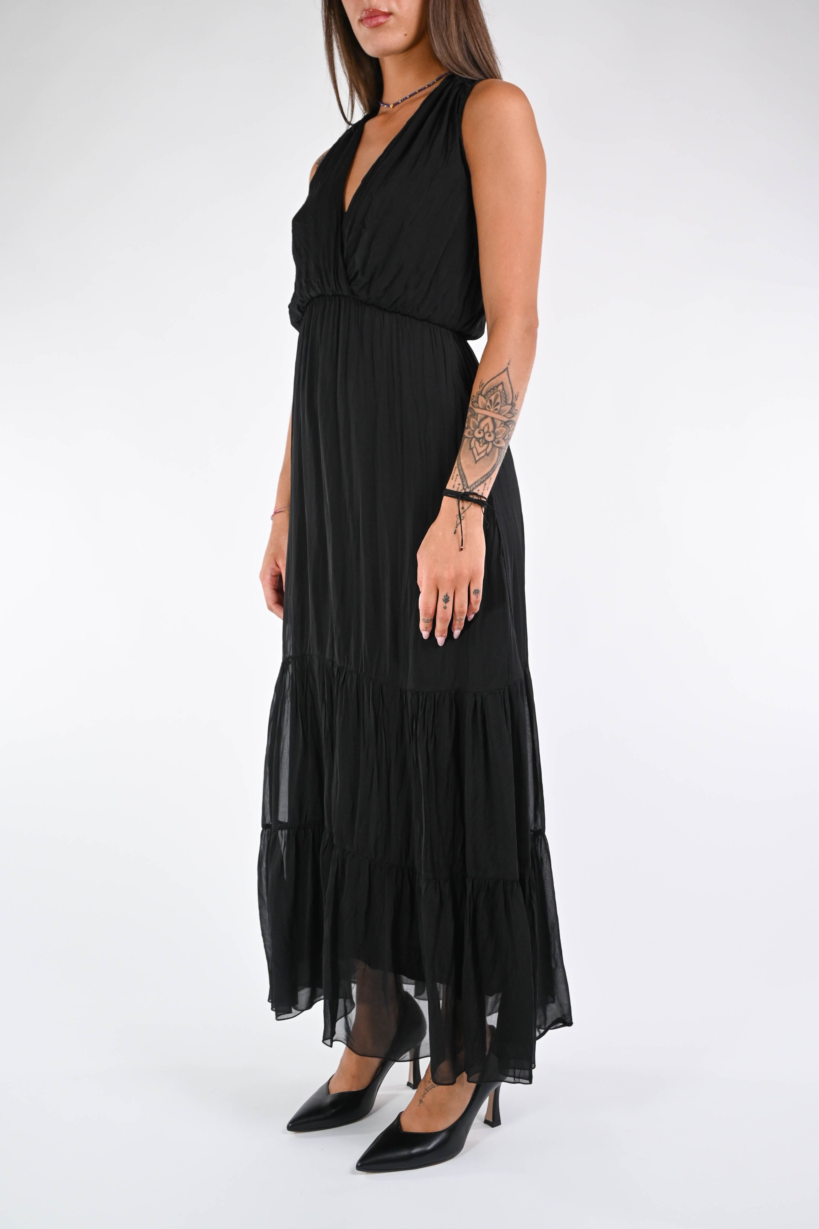 HAVEONE ABITO LUNGO SETA/VISCOSA NERO – Bros'