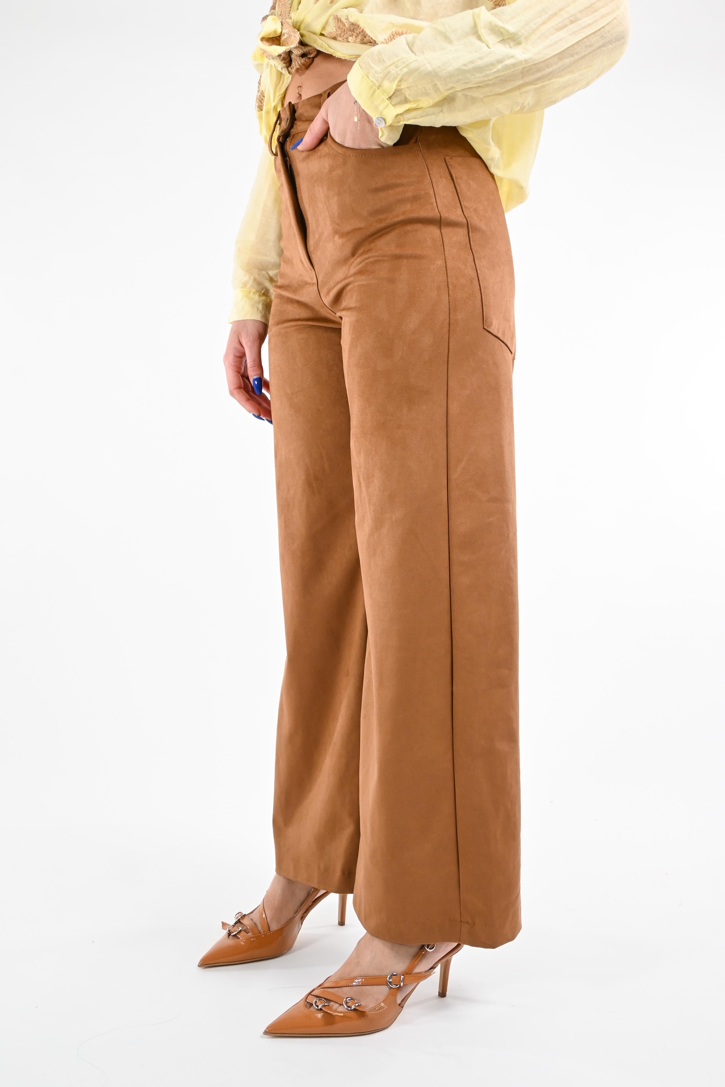 Cioccolato Pantaloni Ecopelle Vicolo VICOLO PANTALONE PALAZZO