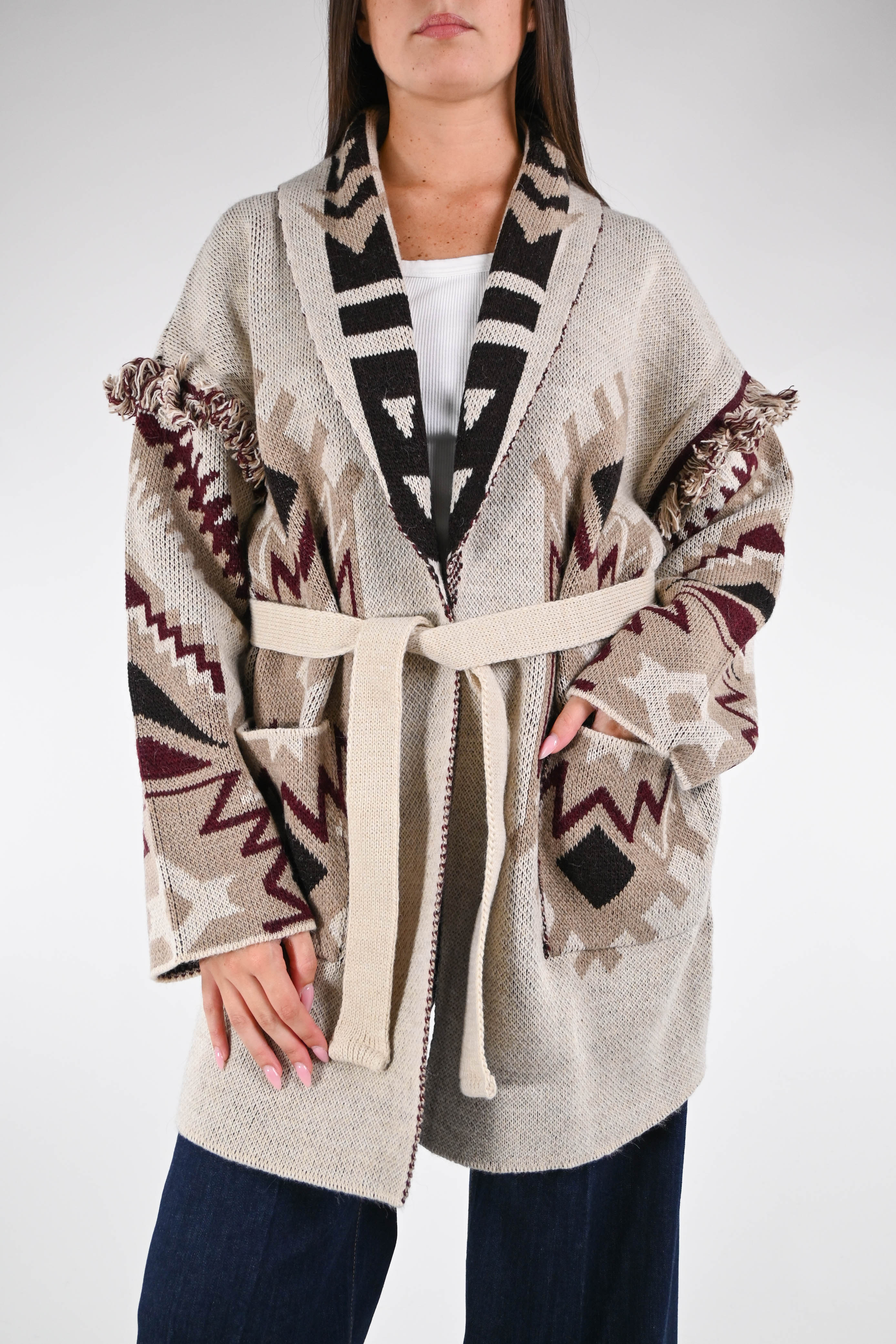 MOTEL CARDIGAN FANTASIA ETNICA BEIGE – Bros'