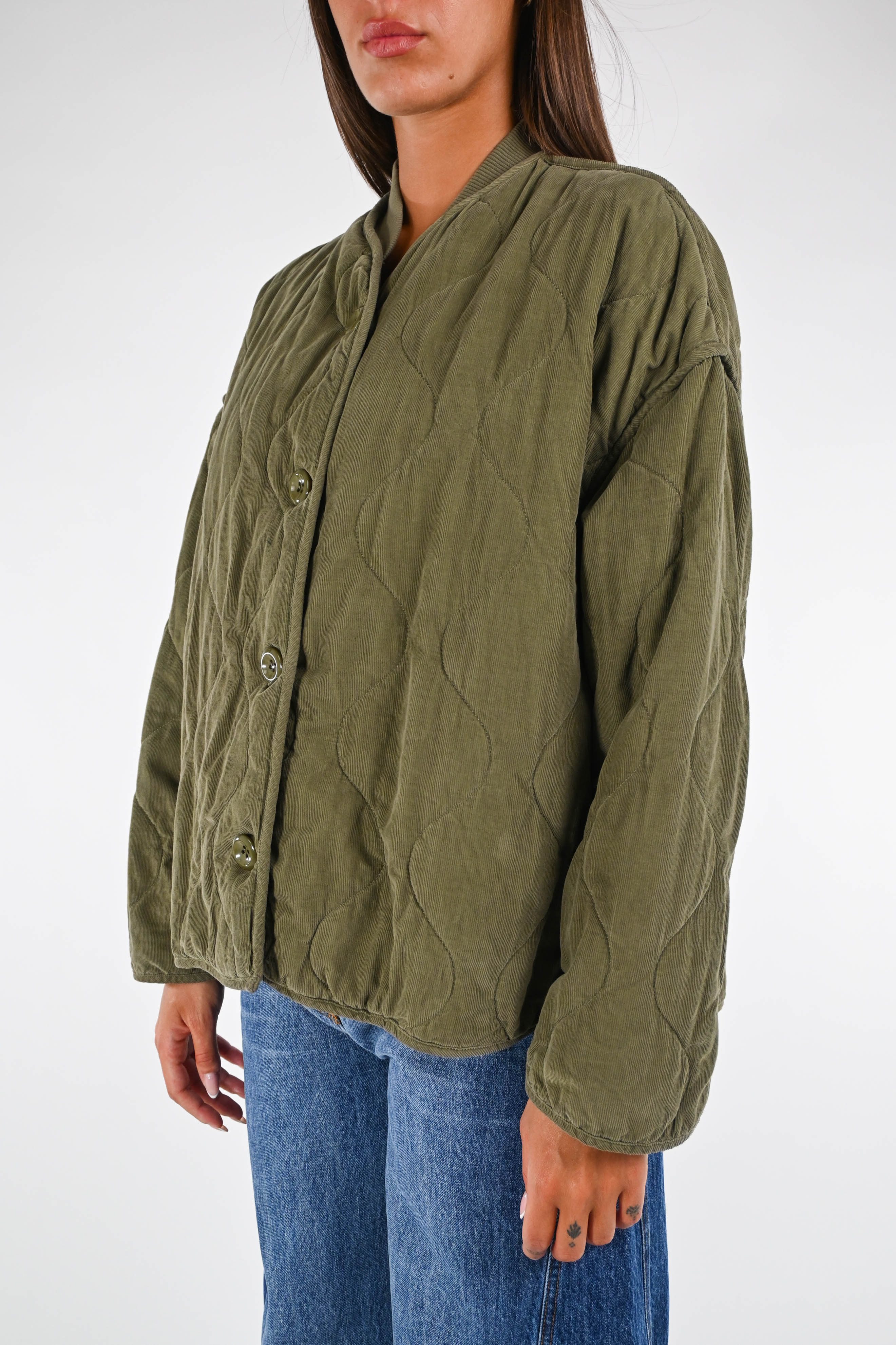 PHILIA LOFT GIUBBINO TRAPUNTATO IN VELLUTO VERDE – Bros'