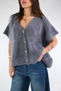 B LOVE - GILET OVER KID MOHAIR ART. HH24254 - PIOMBO