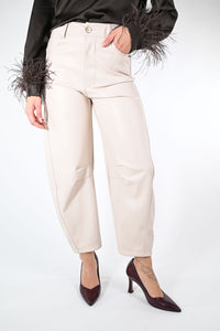 HAVEONE - PANTALONE BALLOON ECOPELLE ART.PVE-P168 - PANNA