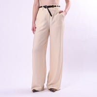 HAVEONE - PANTALONE PALAZZO FLUIDO IN VISCOSA ART.PIA-Q532/B - BEIGE