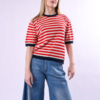 TENSIONE IN - MAGLIA A RIGHE MEZZA MANICA ART. 26295/BLR - BLU/LATTE/ROSSO
