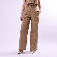 TENSIONE IN - PANTALONE PALAZZO TELA VELA ART.26P4934/C - COGNAC