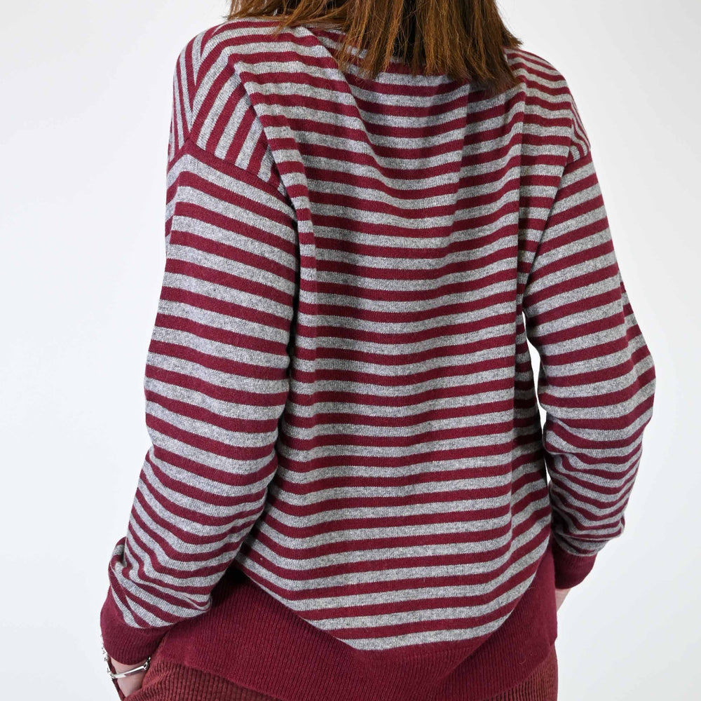 
                  
                    MAGLIA MISTO CACHEMIRE A RIGHE GRIGIO/BORDEAUX
                  
                