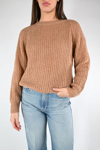 VICOLO - MAGLIA MOHAIR GIROCOLLO A COSTE ART.55086F - CAMMELLO