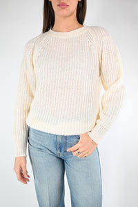 VICOLO - MAGLIA MOHAIR GIROCOLLO A COSTE ART.55086F - PANNA