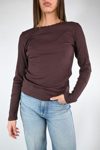 B LOVE - T-SHIRT VISCOSA COSTINE CON PIZZO ART.11724 - CIOCCOLATO