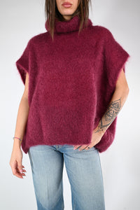 B LOVE - GILET OVER CIAMBELLA IN KID MOHAIR ART.28001 - BORDEAUX