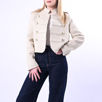 MOTEL - GIACCA CHANEL LUREX CON BOTTONI DORATI ART.26B4327 - PANNA