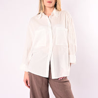 HAVEONE - CAMICIA OVER MUSSOLA CON TASCONI ART. CFW-Q408/BS - BIANCO SALE