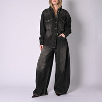 PHILIA LOFT - CAMICA DENIM LAVAGGIO GRIGIO ART.V03O0309/N - NERO