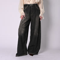 PHILIA LOFT - JEANS PALAZZO FLUIDO LAVAGGIO GRIGIO ART.V03O0302/N - NERO