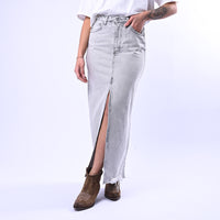 HAVEONE - GONNA LONGUETTE DENIM CON SPACCO ART.GGZ-Q030 - GRIGIO