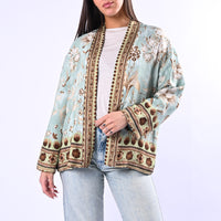 WU'SIDE - GIACCA/KIMONO FANTASIA FLOREALE ART.26296 - MENTA/BEIGE