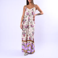 WU'SIDE - TUTA PALAZZO FANTASIA FLOREALE ART.26269 - PANNA