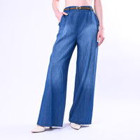 HAVEONE - PANTALONE PALAZZO FLUIDO IN CHAMBRAY ART.PNO-Q030/J - JEANS