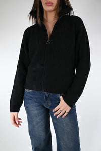 HAVEONE - CARDIGAN CON ZIP COSTA INGLESE ART.MHO-P419 - NERO