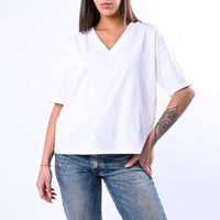 B LOVE - T-SHIRT A SCATOLA SCOLLO V ART.12001 - PANNA