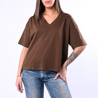 B LOVE - T-SHIRT A SCATOLA SCOLLO V ART.12001 - MORO