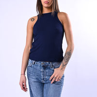 B LOVE - CANOTTA SCOLLO AMERICANA A COSTINE ART.10729 - BLU