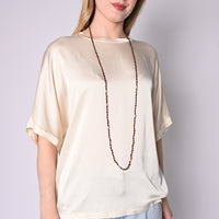 B LOVE - COLLANA LUNGA CHICCHI DI RISO ART.4386/B - BORDEAUX