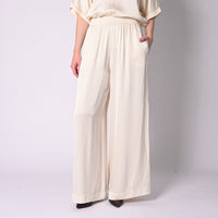 VICOLO - PANTALONE PALAZZO IN RASO DI VISCOSA ART.TAC0286/BU - BURRO