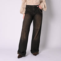 SOUVENIR - JEANS WIDE LEG CON RISVOLTO ART.S40M0154/C - CARBONE