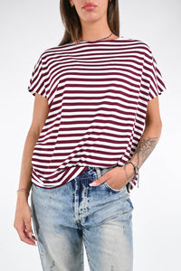 B LOVE - T-SHIRT RIGHE ART.11369R - PANNA/ROSSO INDIA