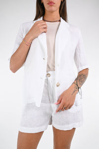 HAVEONE - GIACCA MEZZA MANICA LINO ART.JVE-N118 - BIANCO
