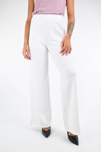 B LOVE - PANTALONE PALAZZO SCUBA ART.11109 - PANNA