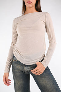 B LOVE - T-SHIRT MISTO CACHEMIRE BARCHETTA ART.10987/I - BEIGE