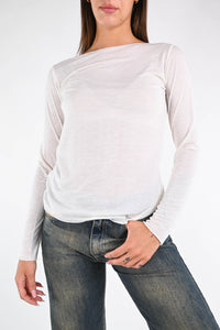 B LOVE - T-SHIRT MISTO CACHEMIRE BARCHETTA ART.10987/I - PANNA