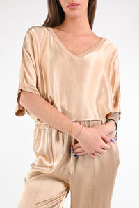 B LOVE - BLUSA OVER SCOLLO V ART.2317 - BEIGE