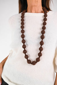 B LOVE - COLLANA BOULE IN LANA ART.165L - CIOCCOLATO