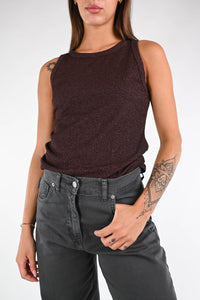 B LOVE - CANOTTA A COSTINE LUREX ART.9498CL - MORO