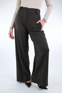 TENSIONE IN - PANTALONE PALAZZO FLANELLA ART.26P1575 - MORO