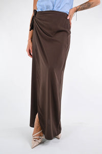 HAVEONE- GONNA LUNGA PAREO CON SPACCO ART.GMA-N184 - CIOCCOLATO