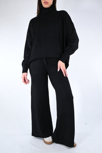 HAVEONE - COMPLETO MAGLIA DOLCEVITA+PANTALONE ART.HNC-P027 - NERO