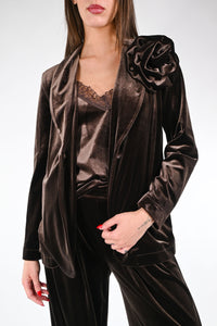 TENSIONE IN - GIACCA VELLUTO LISCIO CON SPILLA ART.03ATAI - MORO