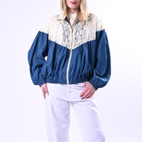 VICOLO - BOMBER OVER PIZZO E CHAMBRAY ART.TAB2066/BJ - BURRO/JEANS