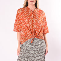 VICOLO - CAMICIA OVER MUSSOLA MANICA CORTA FANTASIA ROMBI ART. TAB3461/C - COCCIO