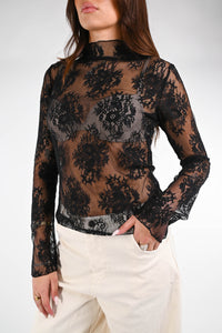 HAVEONE - BLUSA IN PIZZO COLLO CRATERE ART.MMA-P138 - NERO