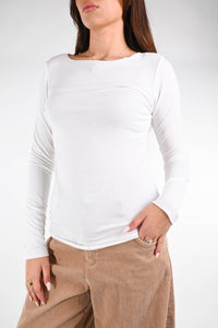 B LOVE - T SHIRT SCOLLO BARCHETTA IN LYOCELL ART.10987LL - PANNA