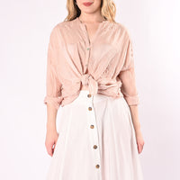 MOTEL - CAMICIA OVER MISTO SETA CON RICAMI ART. S26C187/C - CIPRIA