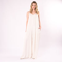 B LOVE - TUTA PALAZZO IN VISCOSA CON SPALLINA ART.202501/L - LATTE