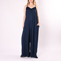 B LOVE - TUTA PALAZZO IN VISCOSA CON SPALLINA ART.202501/B - BLU