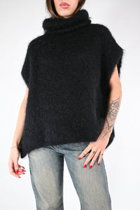 B LOVE - GILET OVER CIAMBELLA IN KID MOHAIR ART.28001 - NERO