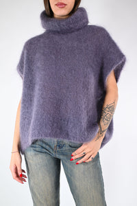 B LOVE - GILET OVER CIAMBELLA IN KID MOHAIR ART.28001 - PIOMBO